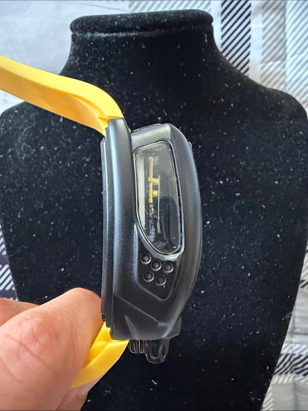 Yellow Silicone Strap with Black Car Engine design Case — Sport Tech Style